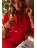 Women\'s jumpsuit with a collar, red FK598 - Online store - Boutique